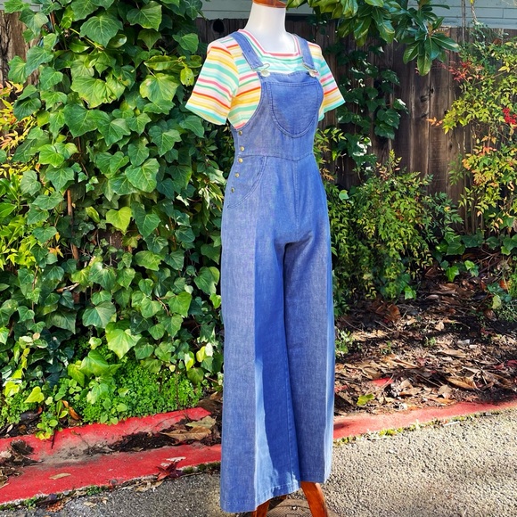 1970s Does 1940s Denim Bib Overalls - Picture 3 of 8